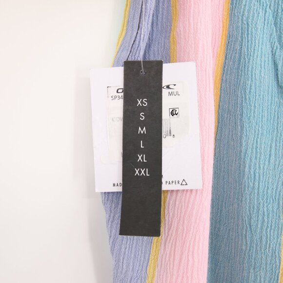 O'Neill Shorts Blue Colorful Striped Smocked Waistband Lightweight High Waisted - Picture 8 of 12